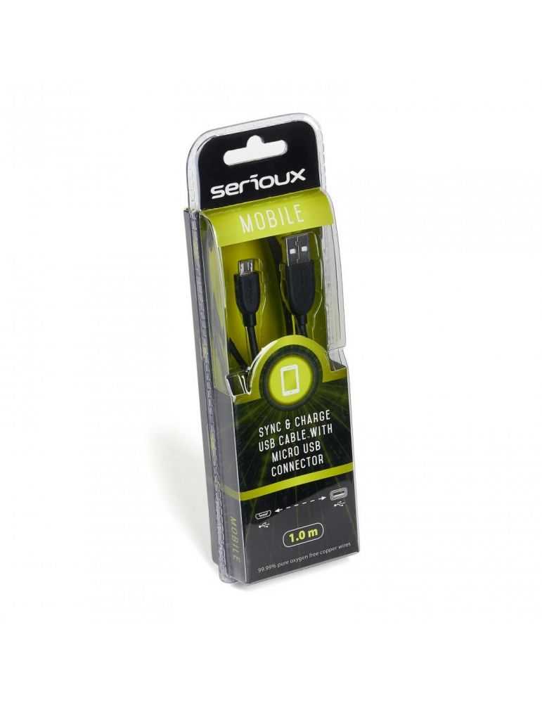 Cablu de date/incarcare serioux port microusb 1m negru